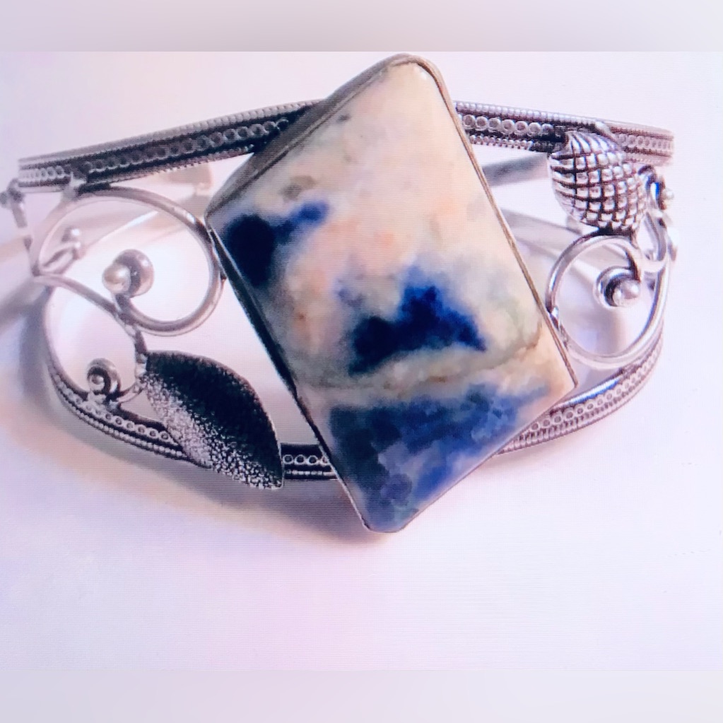 Sodalite 925 Sterling Silver Cuff Bracelet